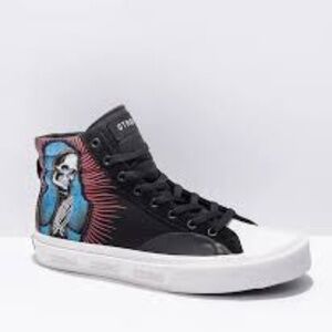 Black High-Top Sneakers with Skull Graphic - Men